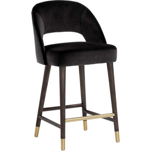 Monae Counter Stool in Black Fabric & Wood